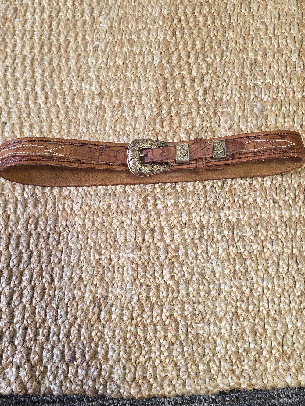 Vintage Ranger Style Tooled Genuine Saddle Leather Western Floral Womens Sz 30